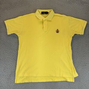 Vintage‎ 90s Polo Ralph Lauren Crest Polo Shirt Men's Large Yellow Single Stitch